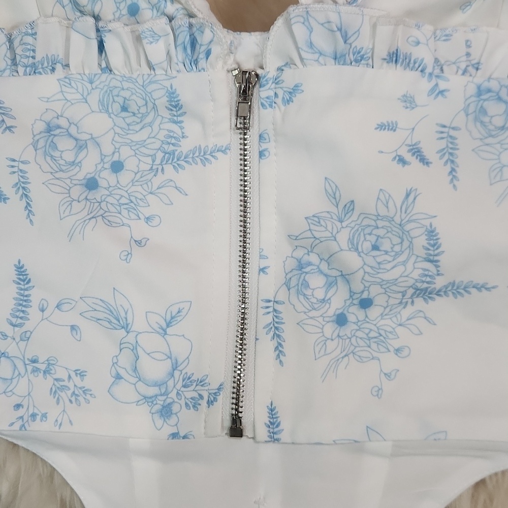 Cider Floral Blue & White Corset - Picture 4 of 6